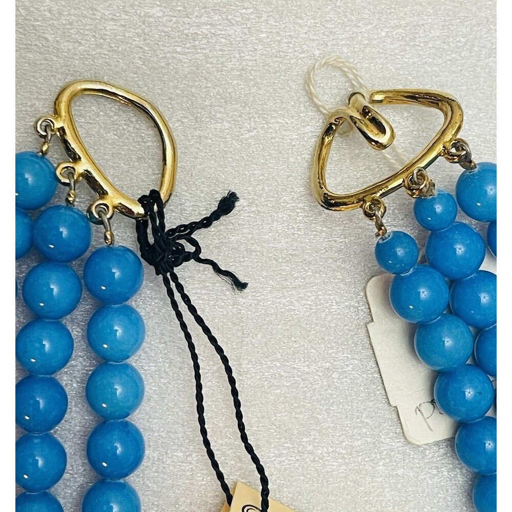 VTG Rosemary G Ro-Do Saks 5th Ave Tibetan Button Blue Quartz Crystal Necklace - Picture 6 of 9